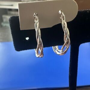 MEXICANA Silver Twisted Hoop Earrings